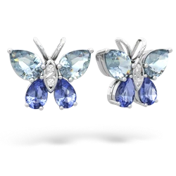 Aquamarine Butterfly 14K White Gold earrings E2215