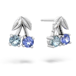 Aquamarine Sweet Cherries 14K White Gold earrings E7001