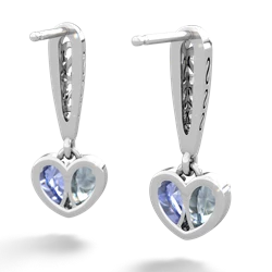 Aquamarine Filligree Heart 14K White Gold earrings E5070