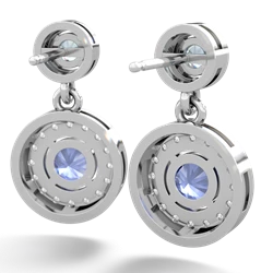 Aquamarine Halo Dangle 14K White Gold earrings E5319