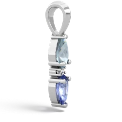 Aquamarine Bowtie Drop 14K White Gold pendant P0865