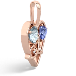 Aquamarine Celtic Trinity Heart 14K Rose Gold pendant P5331