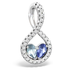 Aquamarine Pave Twist 'One Heart' 14K White Gold pendant P5360