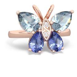 Aquamarine Butterfly 14K Rose Gold ring R2215