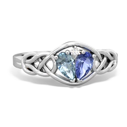 Aquamarine Celtic Love Knot 14K White Gold ring R5420