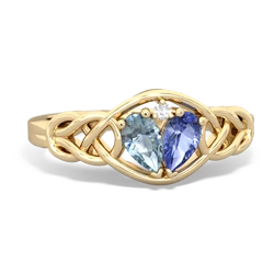 Aquamarine Celtic Love Knot 14K Yellow Gold ring R5420