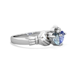 Aquamarine 'Our Heart' Claddagh 14K White Gold ring R2388