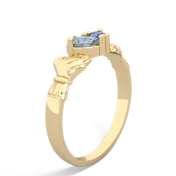 Aquamarine 'Our Heart' Claddagh 14K Yellow Gold ring R2388