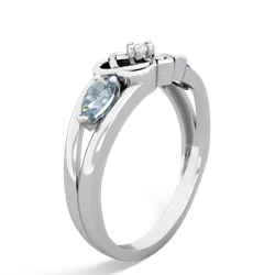 Aquamarine Hearts Intertwined 14K White Gold ring R5880