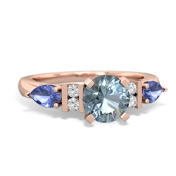 Aquamarine 6Mm Round Eternal Embrace Engagement 14K Rose Gold ring R2005