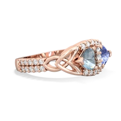 Aquamarine Sparkling Celtic Knot 14K Rose Gold ring R2645