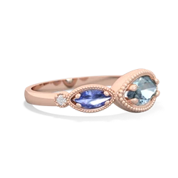 Aquamarine Milgrain Marquise 14K Rose Gold ring R5700