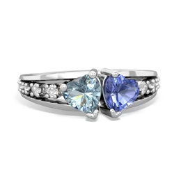 Aquamarine Heart To Heart 14K White Gold ring R3342