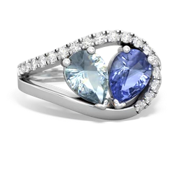 Aquamarine Nestled Heart Keepsake 14K White Gold ring R5650