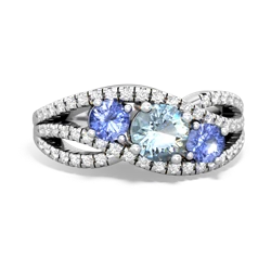 Aquamarine Three Stone Aurora 14K White Gold ring R3080