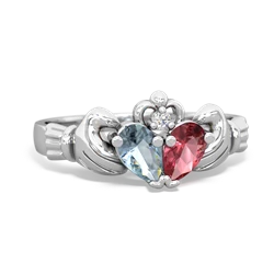 Aquamarine 'Our Heart' Claddagh 14K White Gold ring R2388