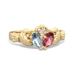 Aquamarine 'Our Heart' Claddagh 14K Yellow Gold ring R2388