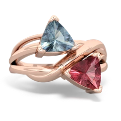 Aquamarine Split Band Swirl 14K Rose Gold ring R2341