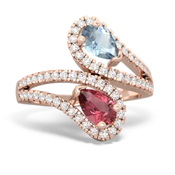 Aquamarine Diamond Dazzler 14K Rose Gold ring R3000