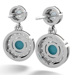 Aquamarine Halo Dangle 14K White Gold earrings E5319