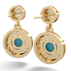 Aquamarine Halo Dangle 14K Yellow Gold earrings E5319