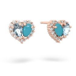 Aquamarine Halo 14K Rose Gold earrings E7008