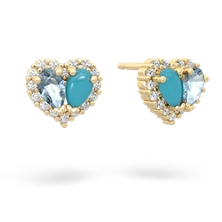 Aquamarine Halo 14K Yellow Gold earrings E7008