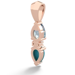 Aquamarine Bowtie Drop 14K Rose Gold pendant P0865