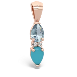 Aquamarine Bowtie Drop 14K Rose Gold pendant P0865