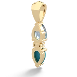 Aquamarine Bowtie Drop 14K Yellow Gold pendant P0865