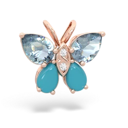 Aquamarine Butterfly 14K Rose Gold pendant P2215