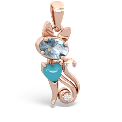 Aquamarine Kitten 14K Rose Gold pendant P5780