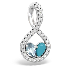 Aquamarine Pave Twist 'One Heart' 14K White Gold pendant P5360