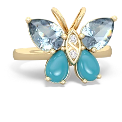 Aquamarine Butterfly 14K Yellow Gold ring R2215