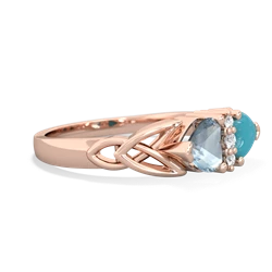 Aquamarine Celtic Knot Double Heart 14K Rose Gold ring R5040