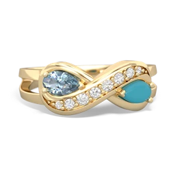 Aquamarine Diamond Infinity 14K Yellow Gold ring R5390