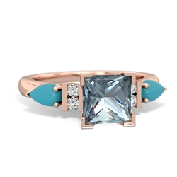 Aquamarine 6Mm Princess Eternal Embrace Engagement 14K Rose Gold ring C2002