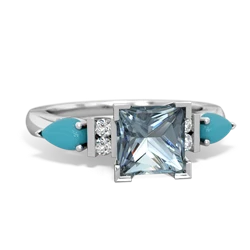 Aquamarine 6Mm Princess Eternal Embrace Engagement 14K White Gold ring C2002