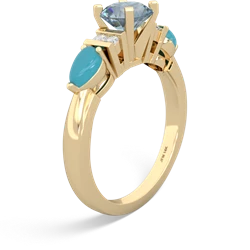 Aquamarine 6Mm Round Eternal Embrace Engagement 14K Yellow Gold ring R2005