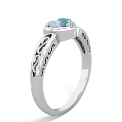 Aquamarine Filligree 'One Heart' 14K White Gold ring R5070