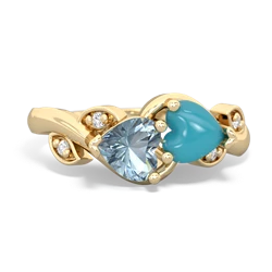 Aquamarine Floral Elegance 14K Yellow Gold ring R5790