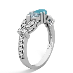 Aquamarine Diamond Butterflies 14K White Gold ring R5601