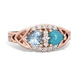 Aquamarine Sparkling Celtic Knot 14K Rose Gold ring R2645