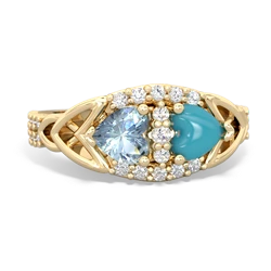 Aquamarine Sparkling Celtic Knot 14K Yellow Gold ring R2645