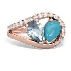 Aquamarine Nestled Heart Keepsake 14K Rose Gold ring R5650