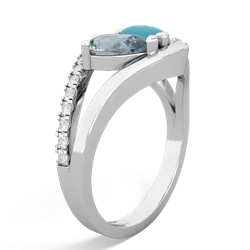 Aquamarine Nestled Heart Keepsake 14K White Gold ring R5650