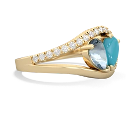 Aquamarine Nestled Heart Keepsake 14K Yellow Gold ring R5650