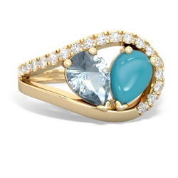 Aquamarine Nestled Heart Keepsake 14K Yellow Gold ring R5650