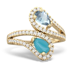 Aquamarine Diamond Dazzler 14K Yellow Gold ring R3000