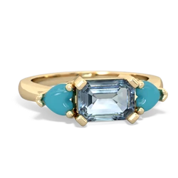 Aquamarine Three Stone 14K Yellow Gold ring R5235